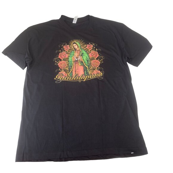 Our Lady Of Guadalupe Graphic T-Shirt Nuestra Virgen Shimmer Design Black  SZ XL - Picture 6 of 8